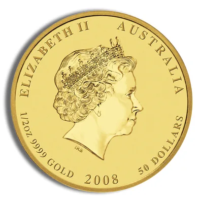 2008 1/2 oz Australia Gold Lunar Mouse BU - Series II — reverse view