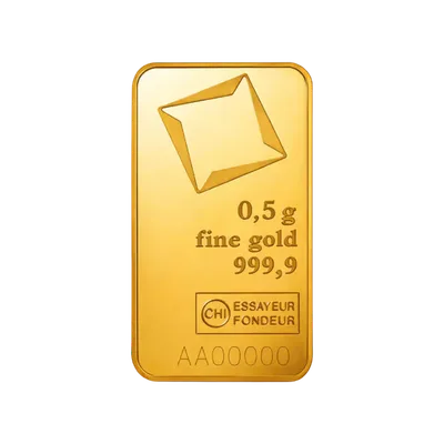 1/2 gram Gold Bar - Valcambi (Carded) — reverse view