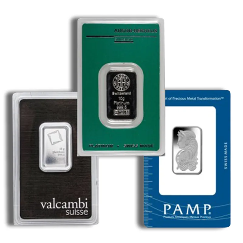 10 gram Platinum Bar - Brand Varies (Carded) — Platinum bullion from Standard Bullion