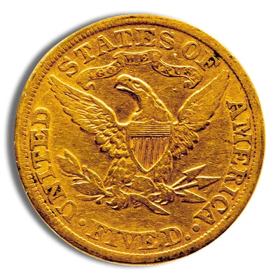 $5 Gold Liberty Half Eagle - Any Grade — reverse view