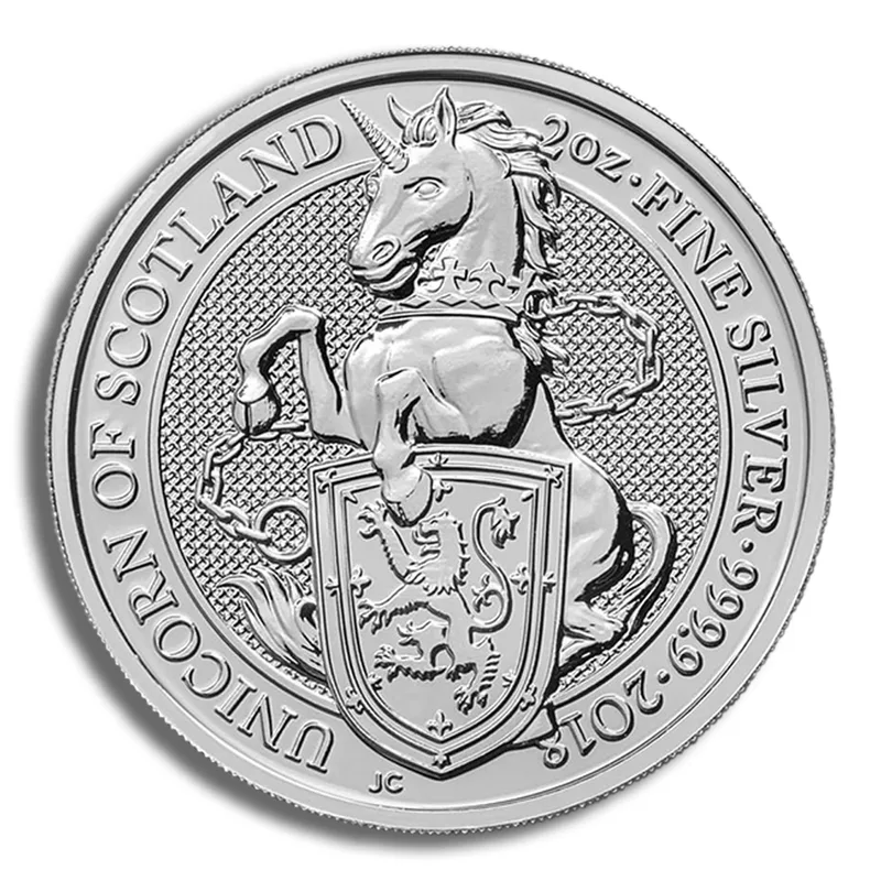2018 2 oz Silver Great Britain Queen's Beasts - Unicorn — Silver bullion from Standard Bullion