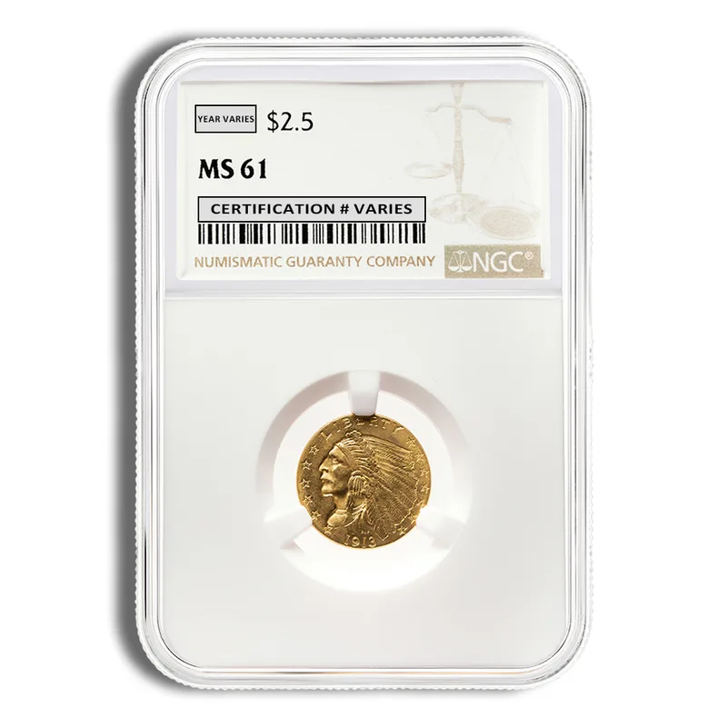 $2.5 Gold Indian Quarter Eagle - NGC MS61 — Gold bullion from Standard Bullion