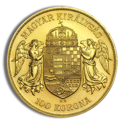 Hungary 100 Korona Gold Coin — reverse view