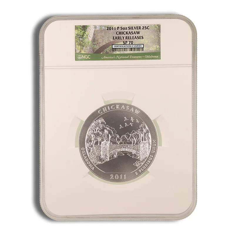 2011-P 5 oz ATB Chickasaw Silver Coin NGC SP70 — Silver bullion from Standard Bullion