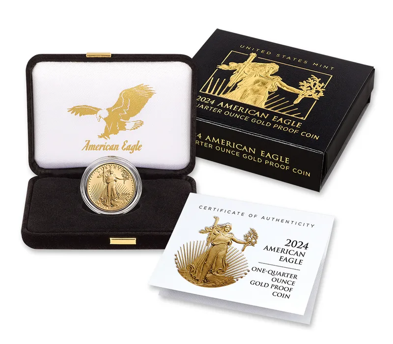 2024-W 1/4 oz Proof Gold Eagle <body>0 - Box & COA — Gold bullion from Standard Bullion