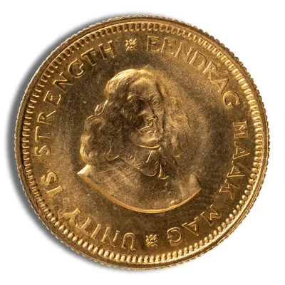 South Africa 1 Rand Gold Coin — reverse view