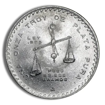 1 oz Mexican Onza Balance Scale Silver Coin (Year Varies) — reverse view