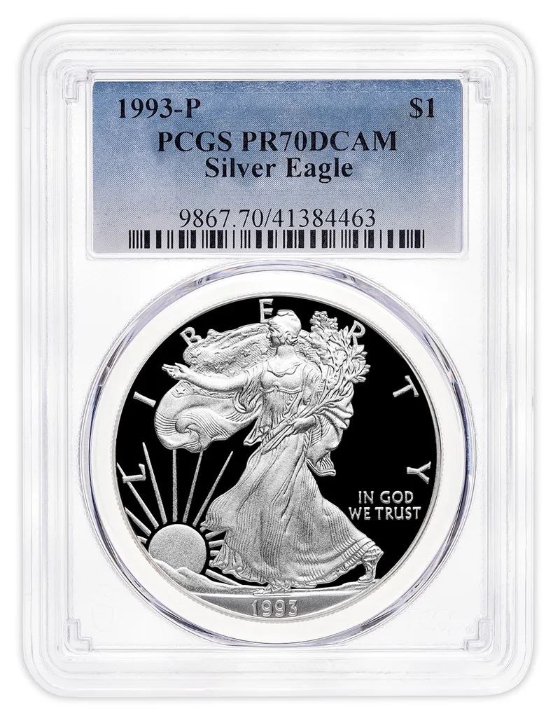 1993-P Proof Silver Eagle PCGS PR70 — Silver bullion from Standard Bullion