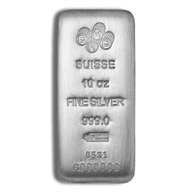 10 oz Silver Bar - PAMP (Cast) — Silver bullion from Standard Bullion