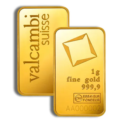 1 gram Gold Bar - Valcambi (Carded) — packaging view