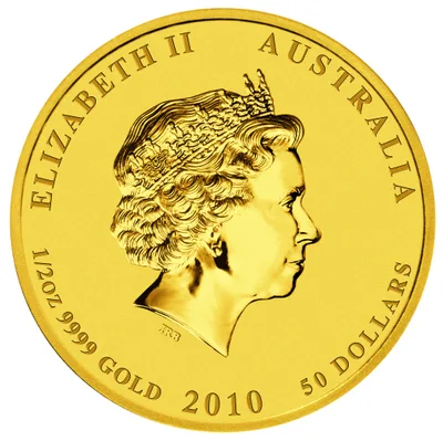 2010 1/2 oz Australia Gold Lunar Tiger BU - Series II — reverse view