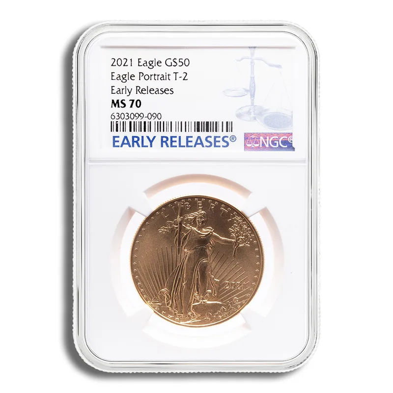 2021 1 oz Gold Eagle $50 NGC MS70 ER (Type 2) — Gold bullion from Standard Bullion
