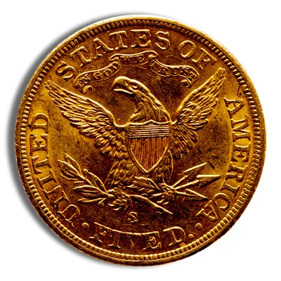 $5 Gold Liberty Half Eagle - AU — reverse view