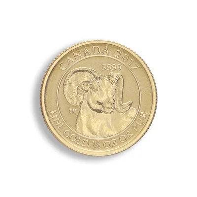 2017 1/4 oz Canadian Bighorn Sheep Gold Coin — reverse view