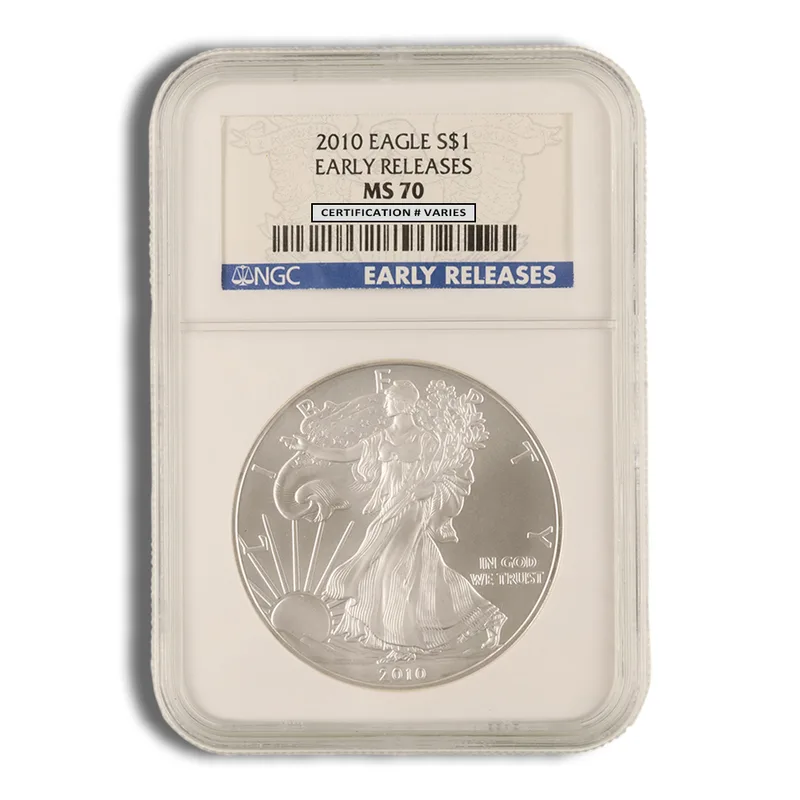 2010 Silver Eagle NGC MS70 Early Releases — Silver bullion from Standard Bullion