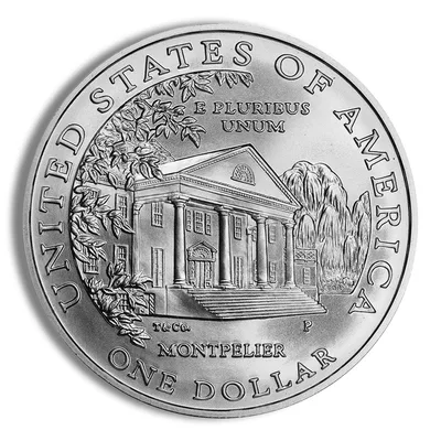1999-P <body> Dolley Madison Silver Commem - BU — reverse view