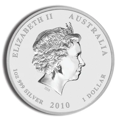 2010 1 oz Australia Silver Lunar Tiger BU - Series II — reverse view