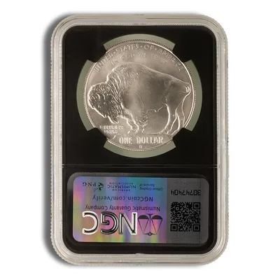 2001-D <body> Silver Buffalo Commem - NGC MS70 (Black Core) — reverse view