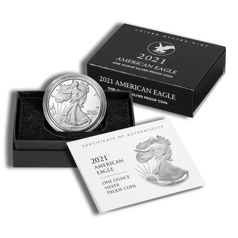2021-W Proof Silver Eagle with Box & COA - Type 2 — Silver bullion from Standard Bullion