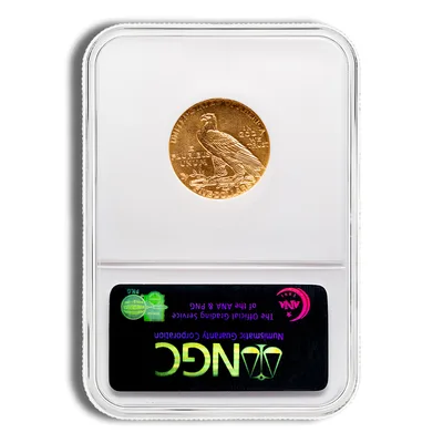 $5 Gold Indian Half Eagle - NGC MS62 — reverse view