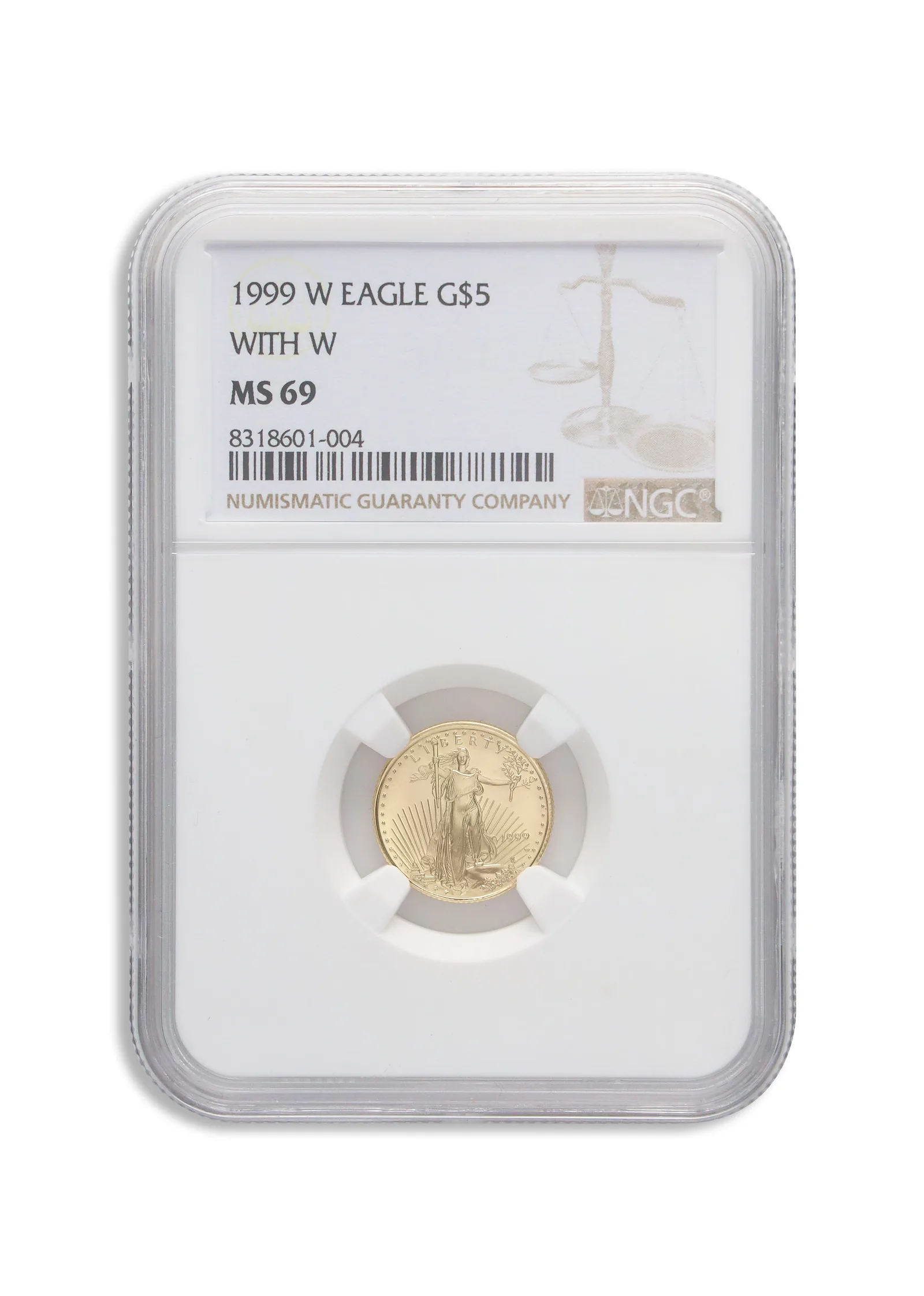 1999-W 1/10 oz Unfinished Proof Die Gold Eagle $5 NGC MS69 — Gold bullion from Standard Bullion