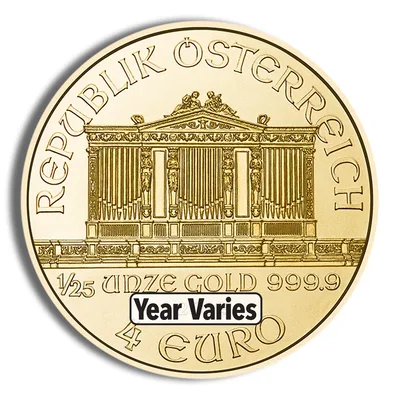 1/25 oz Austrian Philharmonic Gold Coin (Year Varies) — reverse view