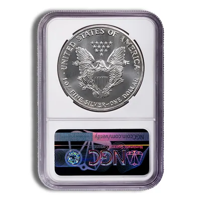 1990 Silver Eagle NGC MS69 — reverse view