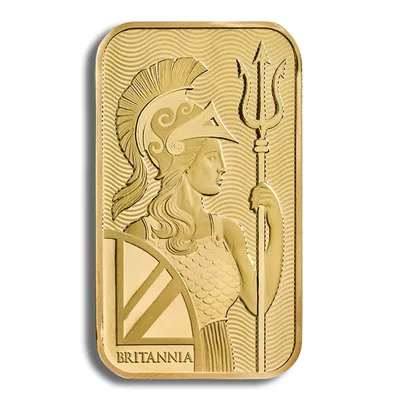 1 oz Gold Bar - Britannia (Carded) — packaging view