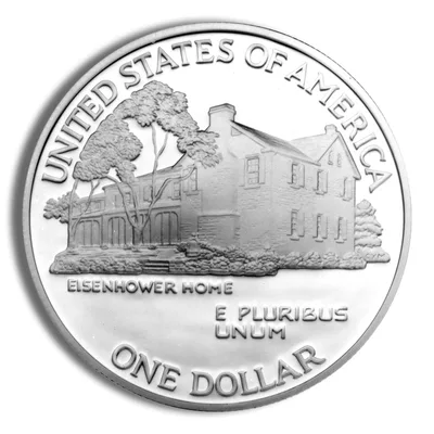 1990-P <body> Eisenhower Silver Commem - Proof — reverse view