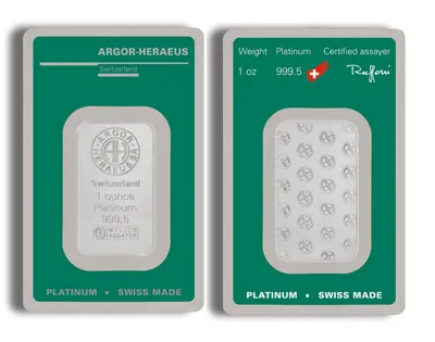 1 oz Platinum Bar - Brand Varies (Carded) — reverse view
