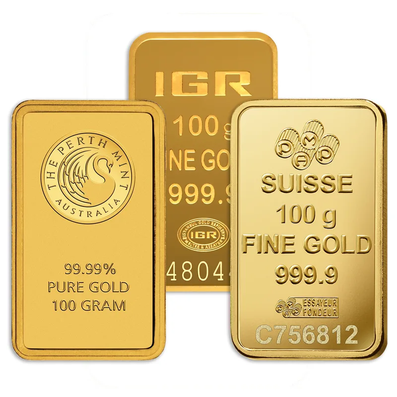 100 gram Gold Bar - Brand Varies (No Card) — Gold bullion from Standard Bullion