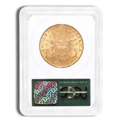 $20 Gold Liberty Double Eagle - PCGS MS60 — reverse view