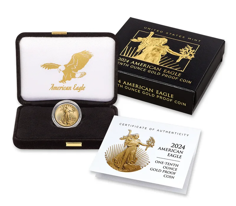 2024-W 1/10 oz Proof Gold Eagle $5 - Box & COA — Gold bullion from Standard Bullion