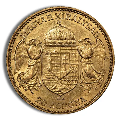 Hungary 20 Korona Gold Coin — reverse view