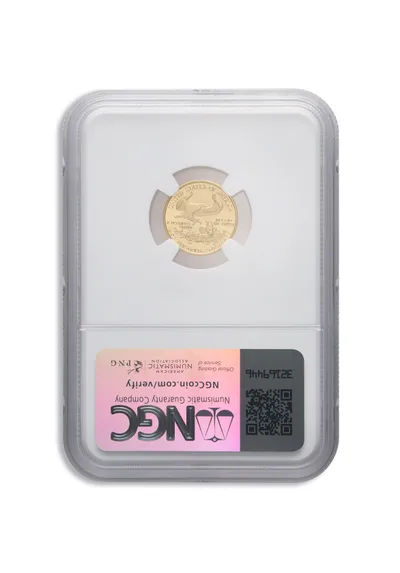 1992 1/10 oz Gold Eagle $5 NGC MS70 — reverse view