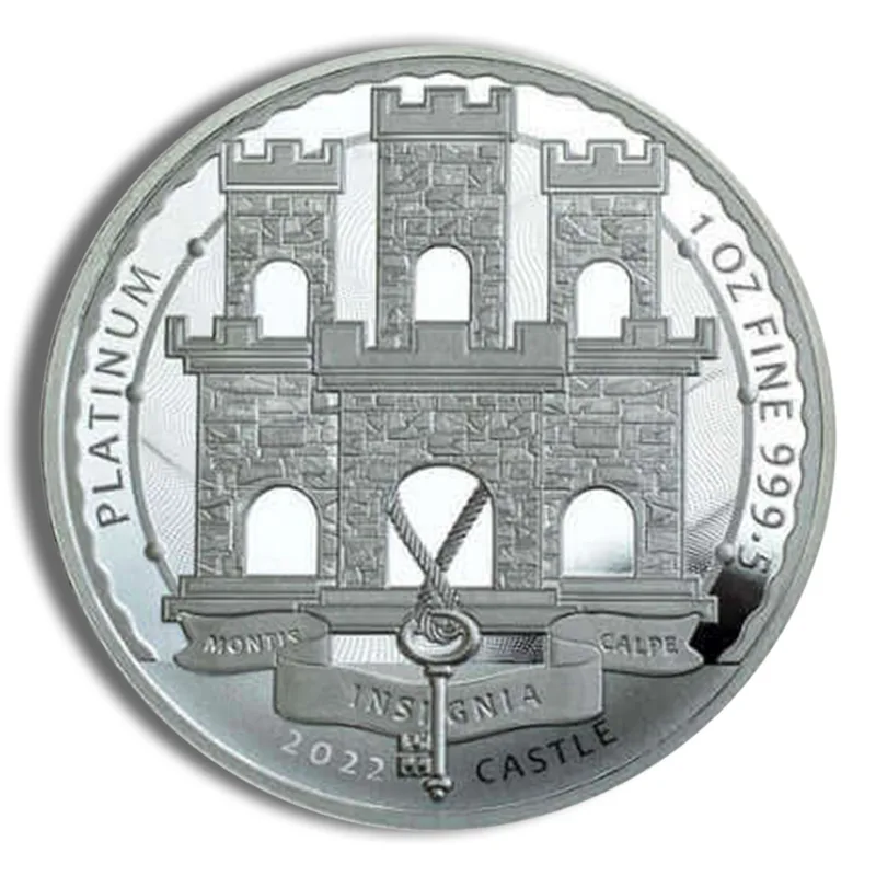 2022 1 oz Gibraltar Platinum Castle — Platinum bullion from Standard Bullion