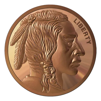 1 oz Copper Round - Buffalo Design — reverse view