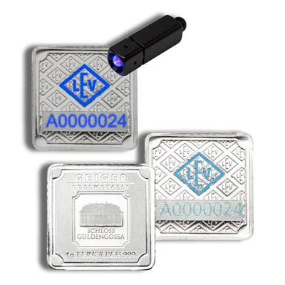 30 x 1 gram Silver Geiger Bar Box — packaging view