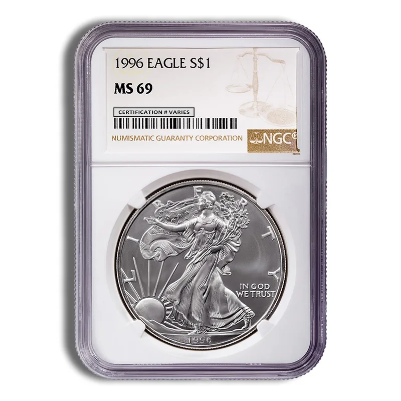 1996 Silver Eagle NGC MS69 — Silver bullion from Standard Bullion
