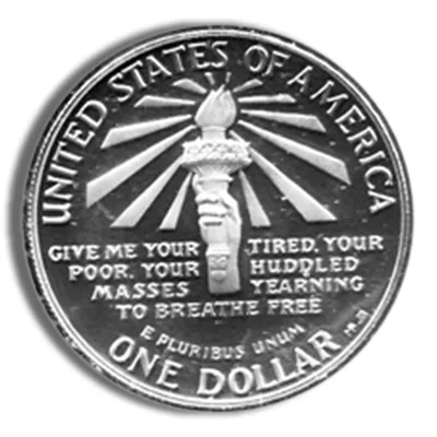 1986-S <body> Statue of Liberty Silver Commem - Proof — reverse view