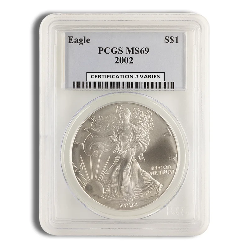 2002 Silver Eagle PCGS MS69 — Silver bullion from Standard Bullion