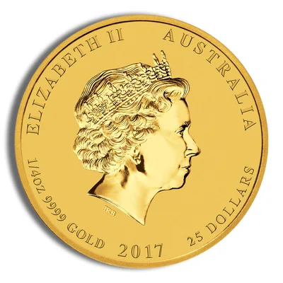 2017 1/4 oz Australia Gold Lunar Rooster BU - Series II — reverse view