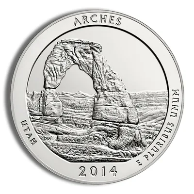 2014 5 oz ATB Arches Silver Coin NGC MS69PL — packaging view