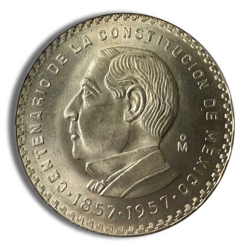 1957 Mexico 5 Pesos Constitution Silver Coin (BU) — Silver bullion from Standard Bullion
