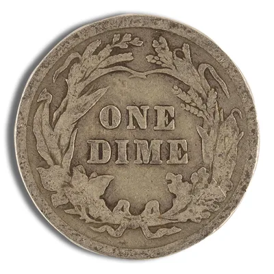 <body> FV 90% Silver Barber Dimes - G-F — reverse view