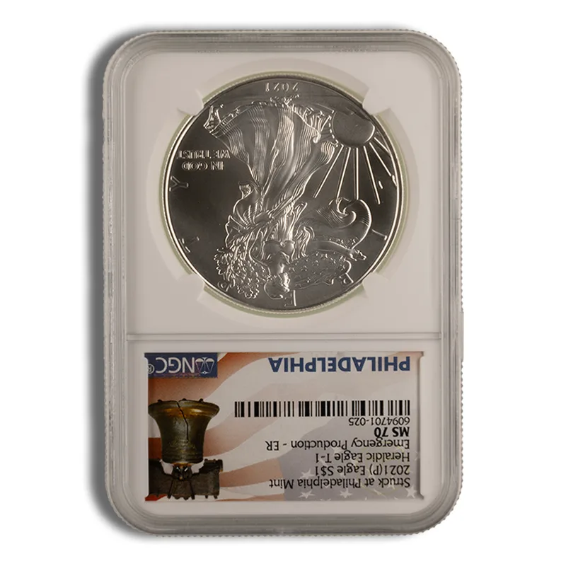 2021(P) Silver Eagle NGC MS70 ER - Emergency Production — Silver bullion from Standard Bullion