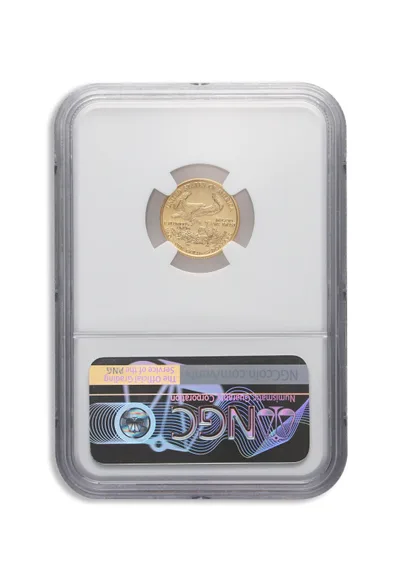 1993 1/10 oz Gold Eagle $5 NGC MS70 — reverse view