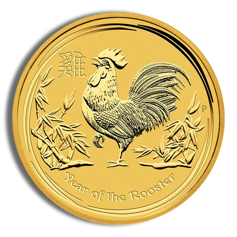 2017 1/4 oz Australia Gold Lunar Rooster BU - Series II — Gold bullion from Standard Bullion