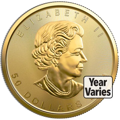 1 oz .9999 Gold Maple Leaf (Year Varies) — reverse view