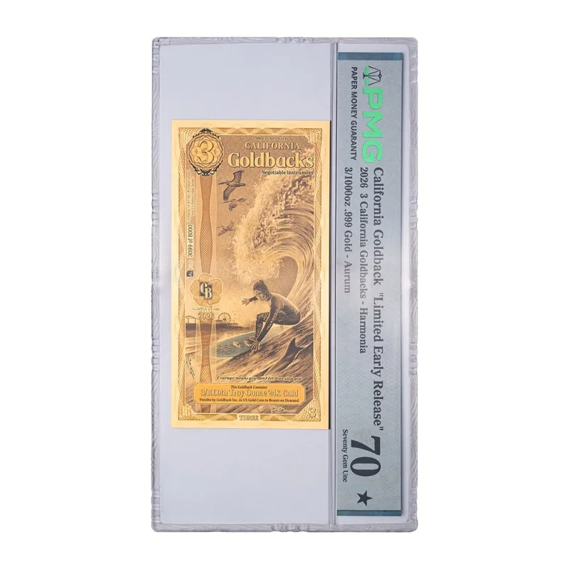 California 3 Goldback - Limited Early Release (70 Grade) — Gold bullion from Standard Bullion